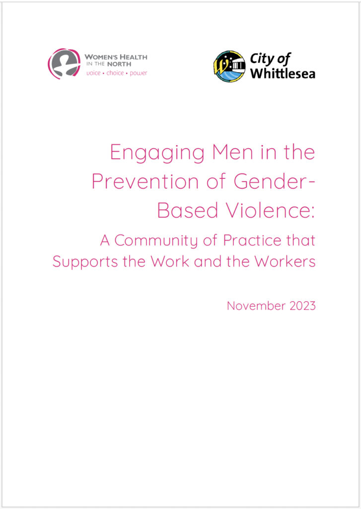 The front cover of the Engaging Men in the Prevention of Gender-Based Violence document